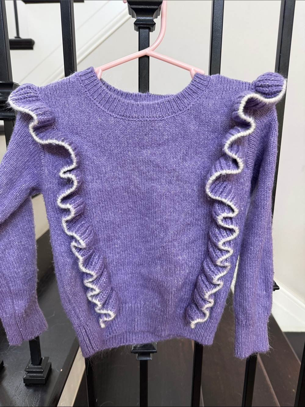 Design History Lavender Ruffle-Trim Sweater